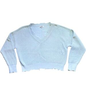 REVOLVE 525 Women’s Sky Blue Distressed Oversized Crop Knit Sweater Size M